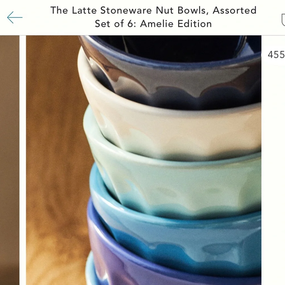 Latte Stone Nut Bowls Assorted Set Of Six: Amélie Edition Ocean Blues